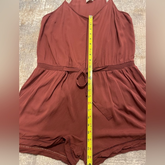 Anthropologie Lilka Nelisa Burgundy Wine Ladder Lace Detail Tank Romper Size LP - Picture 11 of 11